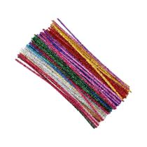 100 Peças De Hastes De Chenille Com Glitter, Varetas De Lã Torcidas, Fios De Tinsel Peludo Com