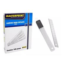 100 Peças Lâmina Estilete 9mm Masterprint Segmentadas em Aço