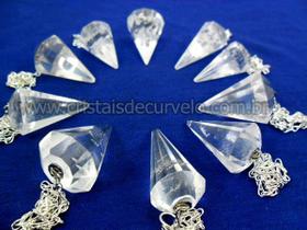 100 Pêndulos de Cristal Comum em Quartzo Lapidado Facetado - Atacado 100 Pêndulos de Cristal Comum em Quartzo Lapidado Facetado - Atacado