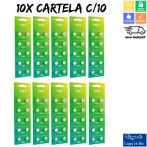 100 Pilha Bateria LR41 AG3 10 Cartelas c/ 10 Baterias Energy Elgin