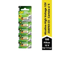 100 Pilhas GP Batteries Alcalina High Voltage 12V 23AFKX-C5 - Cartela c/ 5