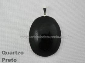 100 Pingentes Cabochão de Quartzo Preto Natural com Pino Banho Prata