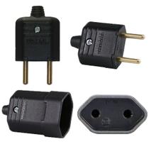 100 Plug Macho 2 Pinos 10a + 100 Tomada Femea Preto Margirius