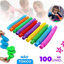 100 Poptube Tubo Fidget Tube Toys Folding Pop It Cor Colorido