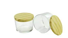 100 Pote Patê Vidro 156ml Copo Para Vela C/ Tampa De Madeira