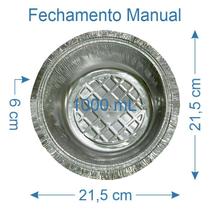 100 Prato de Alumínio Marmitex 1000ml com Tampa Manual - Térmica