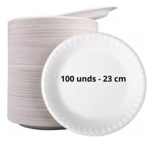 100 Pratos De Isopor Descartável Refeição Churrasco 23cm - bom apetite