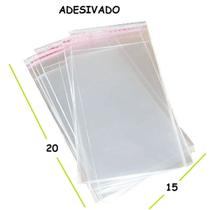 100 Saco Adesivado Saquinho Plástico Transparente 15x20+3cm DE ABA ADESIVADA
