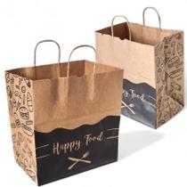 100 Sacolas De Papel Para Restaurante Delivery 30x31x19 (HAPPY FOOD)