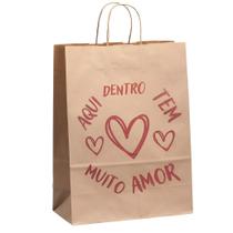 100 Sacolas Kraft Amor P 28x18x10,5 Menor Preço Envio Rápido