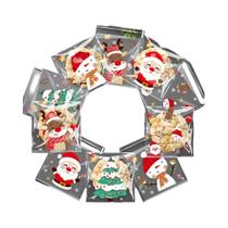 100 Sacos De Presente De Natal De Celofane Autoadesivos Plásticos Para Doces E Biscoitos Do Papai