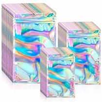 100 Sacos Holográficos Zip Lock Metalizado Transparente Luxo -