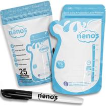 100 Sacos p/ Congelar e Armazenar Leite Materno 200ml, NENOS