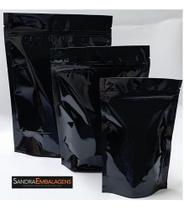 100 Sacos Stand Up Pouch Preto Fecho Brilhante Zip Lock 17x23,5x8 100 Sacos Stand Up Pouch Preto Fecho Brilhante Zip Lock 17x23,5x8