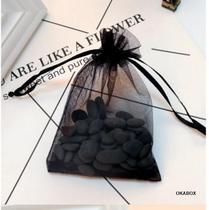 100 Saquinho de organza tule preto 7x9 com fita cetim 100 Saquinho de organza tule preto 7x9 com fita cetim