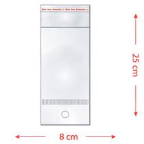 100 Saquinhos 8 X 25 Cm com Furo Autocolante Transparente 100 Saquinhos 8 X 25 Cm com Furo Autocolante Transparente