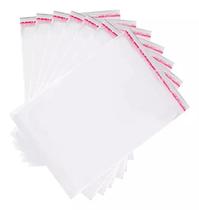 100 Saquinhos Adesivado com Aba Transparente para Embrulho Presente Lembrancinha 10x15cm