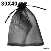 100 Saquinhos De Organza COR: PRETO - Tamanho: 30X40 Cm para Lembrancinhas