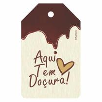 100 Tags Decorativas Aqui Tem Doçura Chocolate 5x8cm