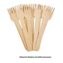 100 Talher Garfo Descartável Madeira Biodegradável 16cm Bolo