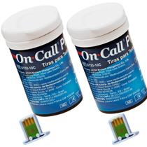 100 Tiras Medir Glicose On Call Plus 2 Fitas Medir Glicemia Azul