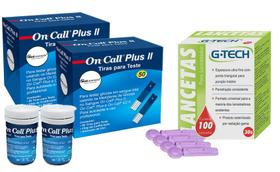 100 Tiras para Medição de Glicose On Call Plus 2 + 100 Lancetas - medlevensohn