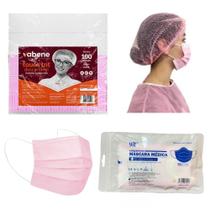 100 Touca Rosa Vabene 10 Máscara Rosa 9r Descartável 100 Touca Rosa Vabene 10 Máscara Rosa 9r Descartável