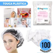 100 Toucas Plástica Descartável Banho Cabelo Sanfonada hotel