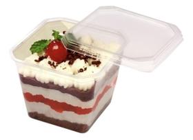 100 un bolo de pote quadrado com tampa 250 ml sobremesa