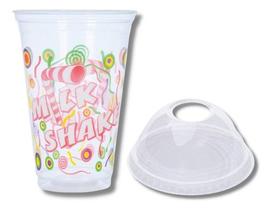 100 Un. De Copo P/ Milk Shake 550 Ml. + Tampa Bolha C/ Furo