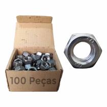 100 Un Porca Sextavada Aço Grau 5 3/8 Pol 24 Fios Rosca Fina
