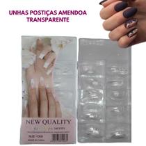 100 unhas postiças amendoa almond transparente profissional