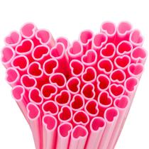 100 unidades de canudos de coração rosa Prurex para coquetéis, festas e casamentos