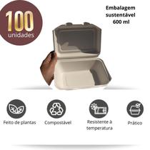 100 unidades Embalagem Biodegradável 600ml