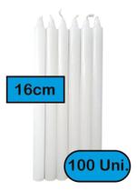 100 Velas Palito Branca Parafina Pura (16 Cm X 1,2 Cm)