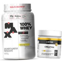 100% whey brandão 900g - max titanium + creatina 300g lavitan