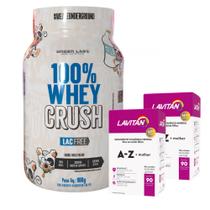 100% Whey Crush 900g - S/ Lactose - Under Labz + 2x Multivitamínico A-Z Mulher - 90 Cáps - Lavitan