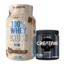 100% Whey Crush 900g - S/ Lactose - Under Labz + Creatina Pura - 300g - Black Skull