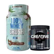 100% Whey Crush 900g - S/ Lactose - Under Labz + Creatina Pura - 300g - Black Skull