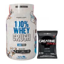 100% Whey Crush 900g - S/ Lactose - Under Labz + Creatina Turbo - 500g - Black Skull