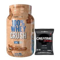 100% Whey Crush 900g - S/ Lactose - Under Labz + Creatina Turbo - 500g - Black Skull