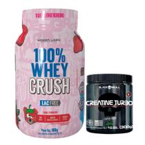 100% Whey Crush 900g - S/ Lactose - Under Labz + Creatina Turbo - Pote - 300g - Black Skull