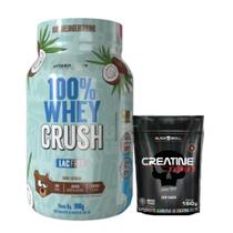 100% Whey Crush 900g - S/ Lactose - Under Labz + Creatina Turbo - Refil - 150g - Black Skull