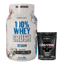 100% Whey Crush 900g - S/ Lactose - Under Labz + Creatina Turbo - Refil - 150g - Black Skull