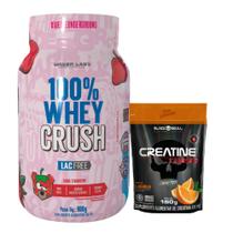 100% Whey Crush 900g - S/ Lactose Under Labz + Creatina Turbo - Refil - Laranja - 150g - Black Skull