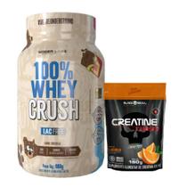 100% Whey Crush 900g - S/ Lactose Under Labz + Creatina Turbo - Refil - Laranja - 150g - Black Skull