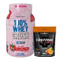 100% Whey Crush 900g - S/ Lactose Under Labz + Creatina Turbo - Refil - Laranja - 300g - Black Skull