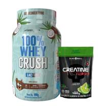 100% Whey Crush 900g - S/ Lactose Under Labz + Creatina Turbo - Refil - Limão - 150g - Black Skull