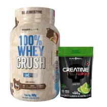 100% Whey Crush 900g - S/ Lactose Under Labz + Creatina Turbo - Refil - Limão - 150g - Black Skull