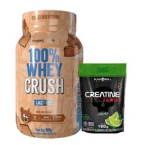 100% Whey Crush 900g - S/ Lactose Under Labz + Creatina Turbo - Refil - Limão - 150g - Black Skull